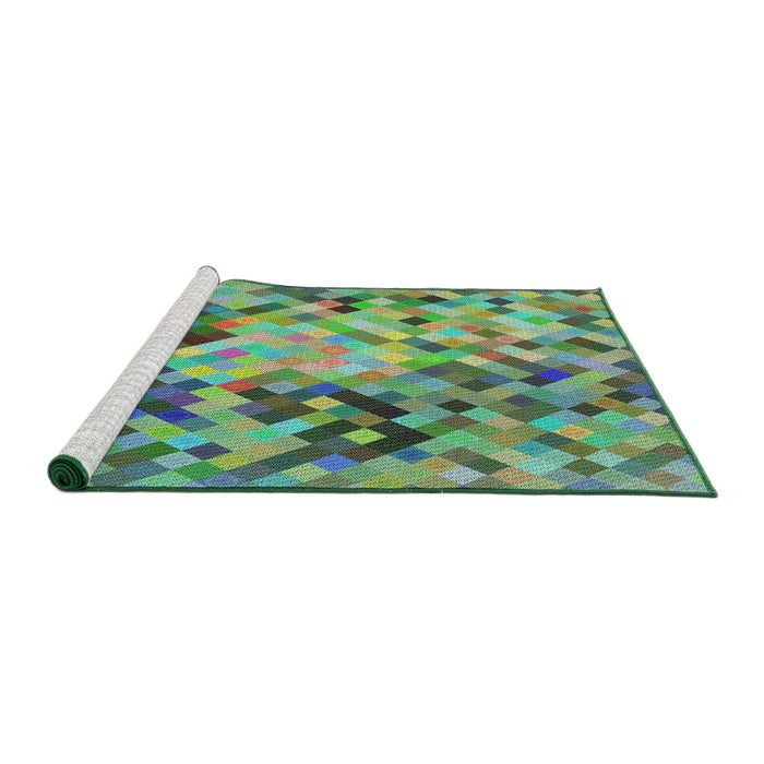 Serging Thickness of Machine Washable Transitional Deep-Sea Green Rug, wshpat3168