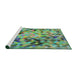 Serging Thickness of Machine Washable Transitional Deep-Sea Green Rug, wshpat3168