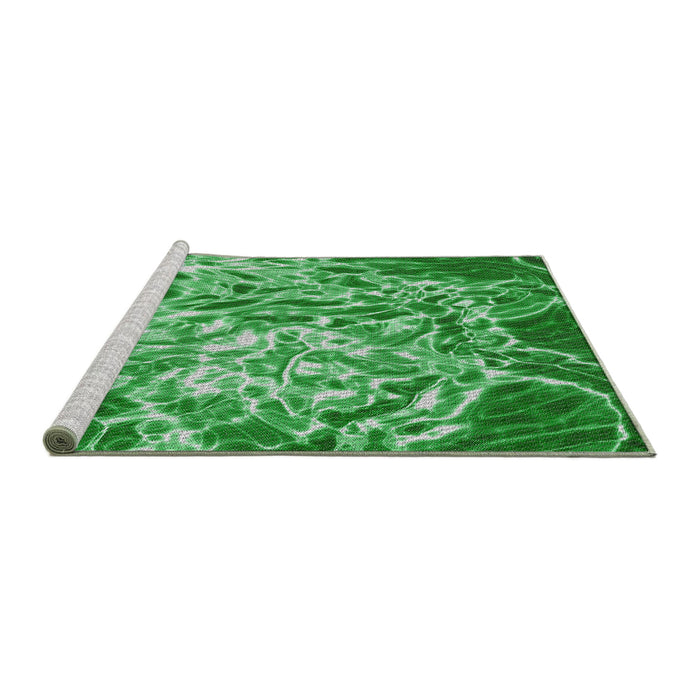 Serging Thickness of Machine Washable Transitional Green Rug, wshpat3175