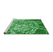 Serging Thickness of Machine Washable Transitional Green Rug, wshpat3175