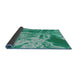 Thickness of Patterned Turquoise Green Modern Rug, pat3176