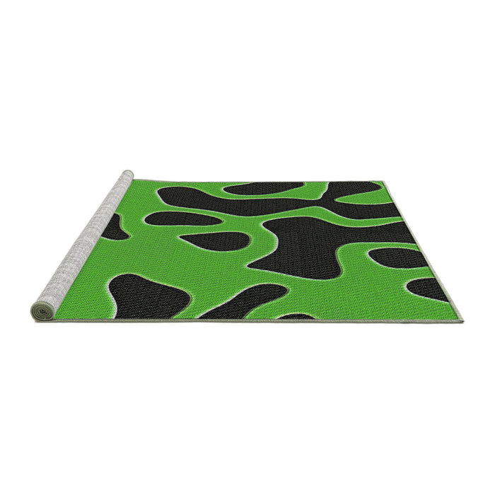 Serging Thickness of Machine Washable Transitional Neon Green Rug, wshpat3178