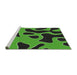 Serging Thickness of Machine Washable Transitional Neon Green Rug, wshpat3178