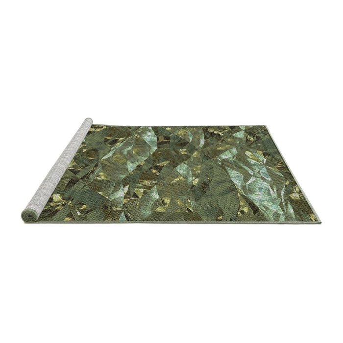 Serging Thickness of Machine Washable Transitional Dark Forest Green Rug, wshpat3179