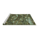 Serging Thickness of Machine Washable Transitional Dark Forest Green Rug, wshpat3179