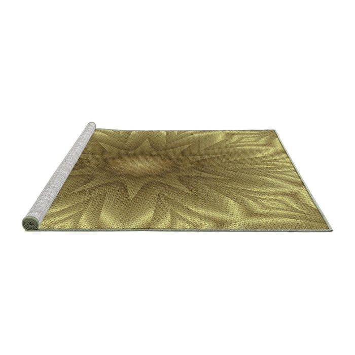 Serging Thickness of Machine Washable Transitional Metallic Gold Rug, wshpat318