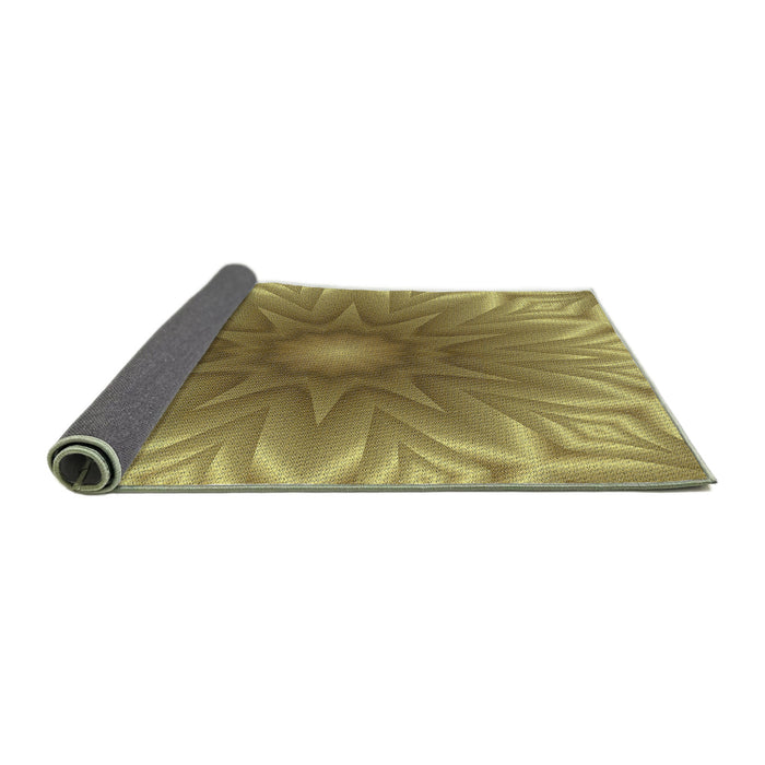 Thickness of Patterned Metallic Gold Novelty Rug, pat318