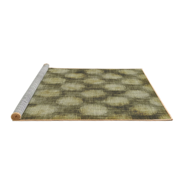 Serging Thickness of Machine Washable Transitional Antique Bronze Green Rug, wshpat3186