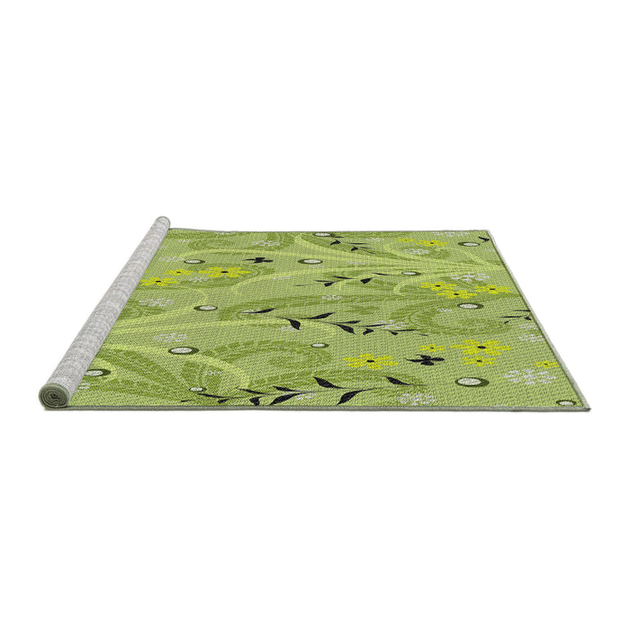 Serging Thickness of Machine Washable Transitional Yellow Green Rug, wshpat3187