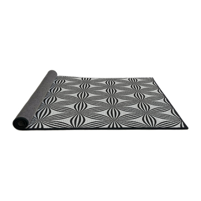Thickness of Patterned Charcoal Black Novelty Rug, pat3196