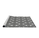 Serging Thickness of Machine Washable Transitional Charcoal Black Rug, wshpat3196