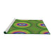 Serging Thickness of Machine Washable Transitional Green Rug, wshpat3198