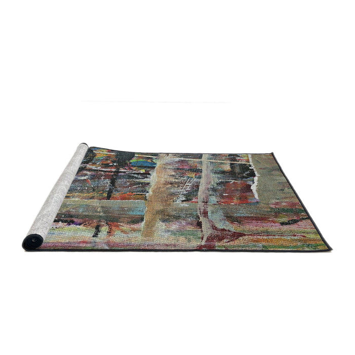 Serging Thickness of Machine Washable Transitional Sage Green Rug, wshpat32