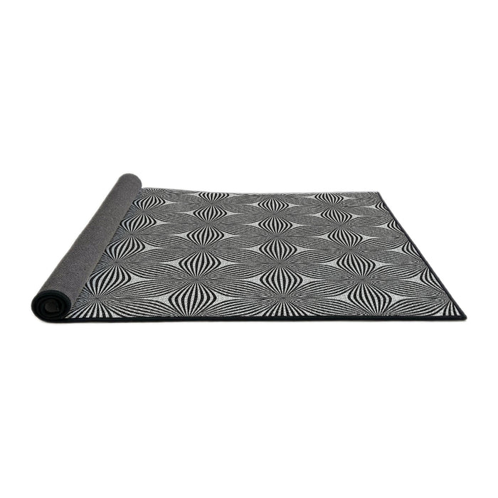 Thickness of Patterned Charcoal Black Novelty Rug, pat3200
