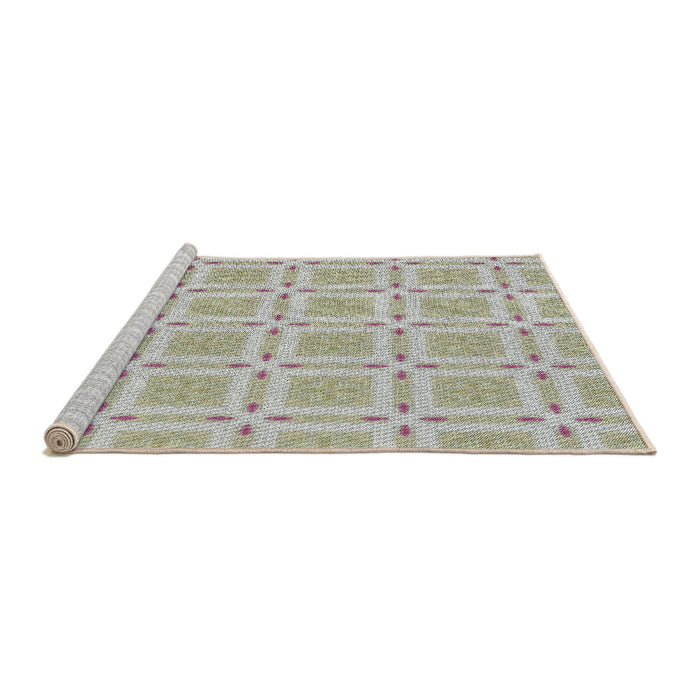 Serging Thickness of Machine Washable Transitional Khaki Green Rug, wshpat3204