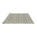 Serging Thickness of Machine Washable Transitional Khaki Green Rug, wshpat3204