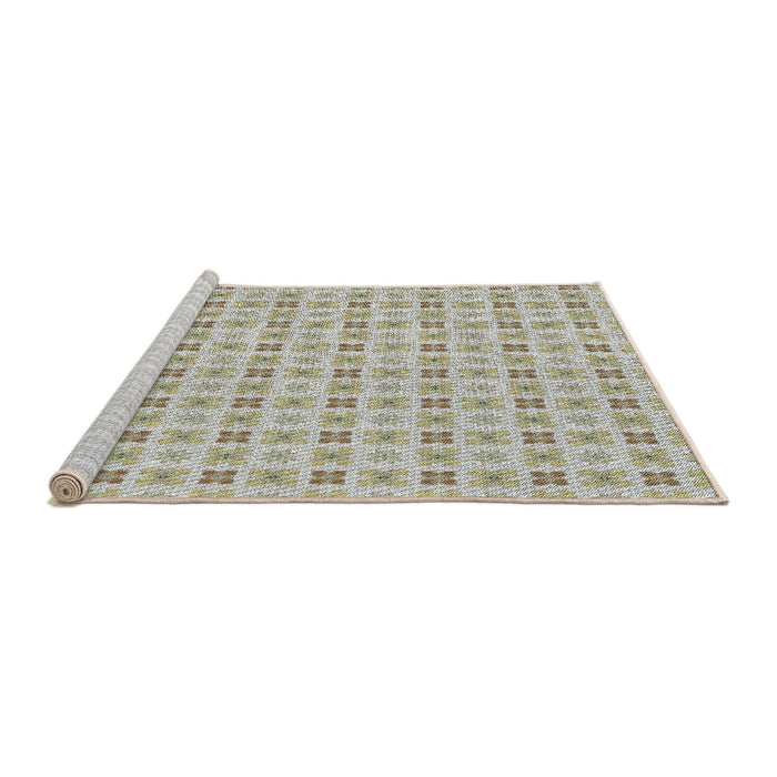 Serging Thickness of Machine Washable Transitional Khaki Green Rug, wshpat3206
