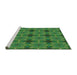 Serging Thickness of Machine Washable Transitional Deep Emerald Green Rug, wshpat3210