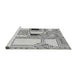 Serging Thickness of Machine Washable Transitional Gray Rug, wshpat3216