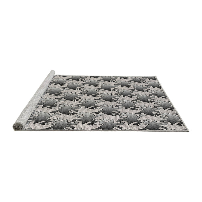 Serging Thickness of Machine Washable Transitional Grey Gray Rug, wshpat3218