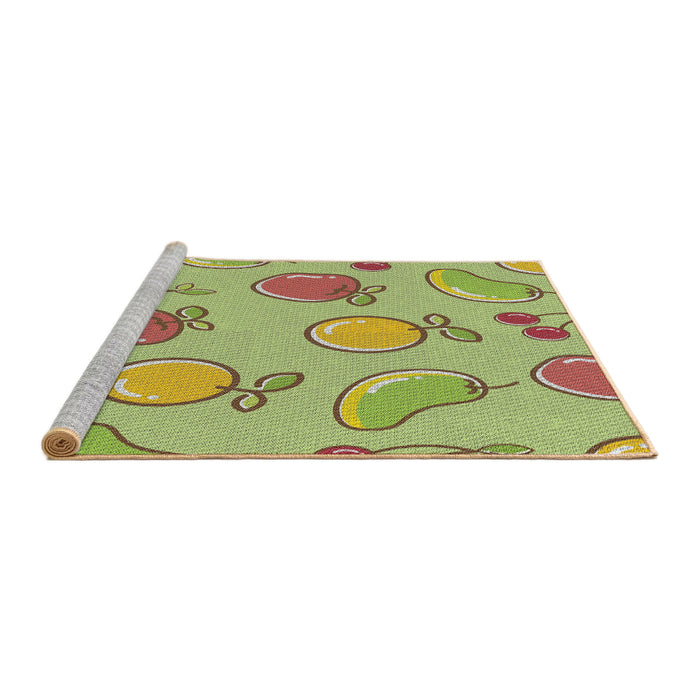 Serging Thickness of Machine Washable Transitional Green Rug, wshpat3220