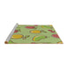 Serging Thickness of Machine Washable Transitional Green Rug, wshpat3220