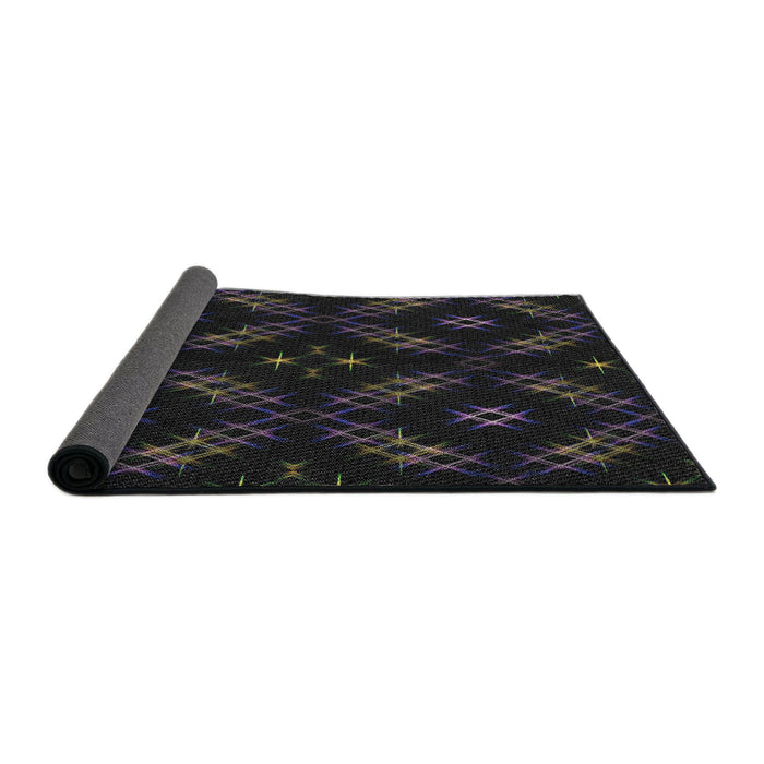 Thickness of Patterned Black Novelty Rug, pat3225