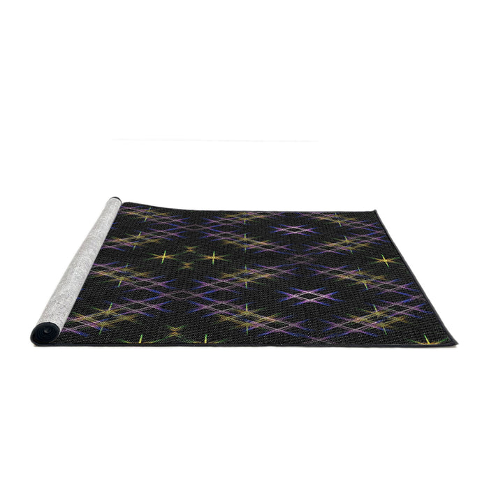 Serging Thickness of Machine Washable Transitional Black Rug, wshpat3225