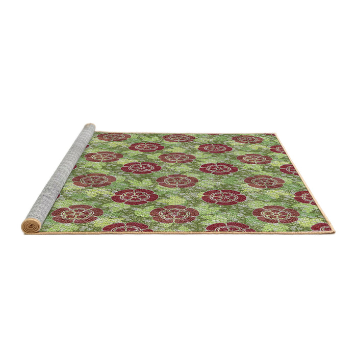 Serging Thickness of Machine Washable Transitional Dark Sienna Brown Rug, wshpat3227