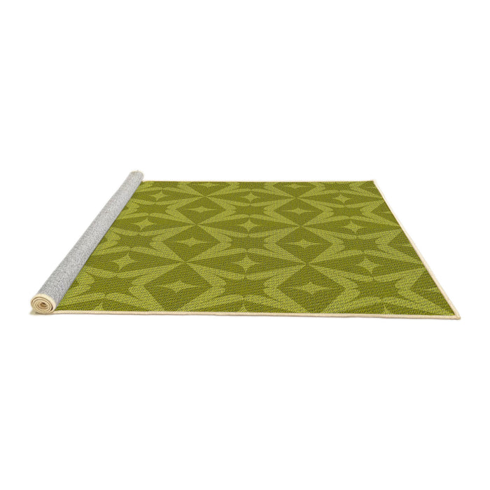 Serging Thickness of Machine Washable Transitional Olive Green Rug, wshpat3230