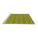 Serging Thickness of Machine Washable Transitional Olive Green Rug, wshpat3230