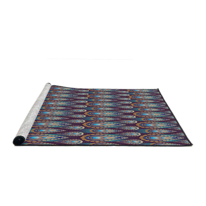 Serging Thickness of Machine Washable Transitional Dark Purple Rug, wshpat3231