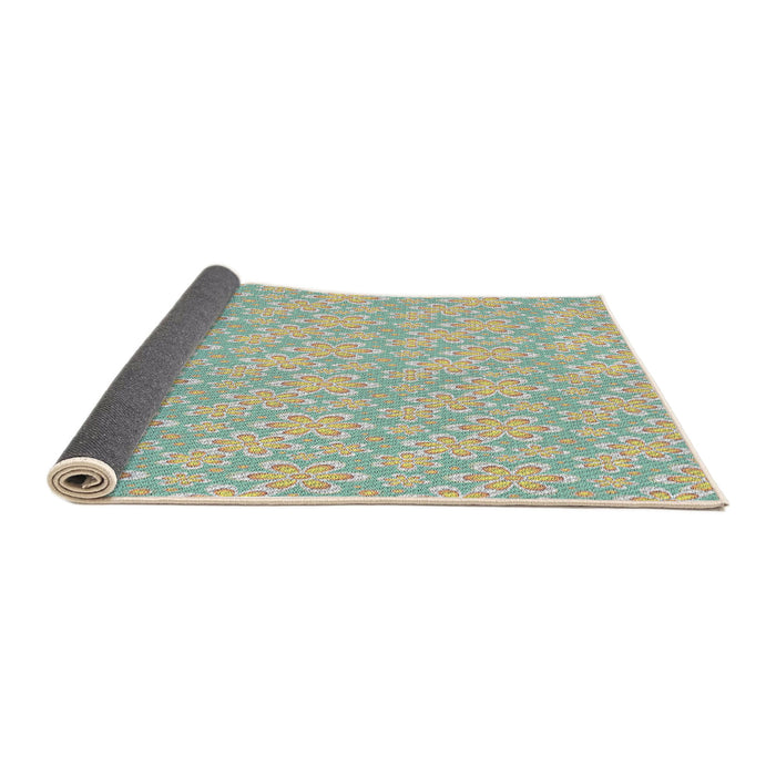 Thickness of Patterned Khaki Green Novelty Rug, pat3237