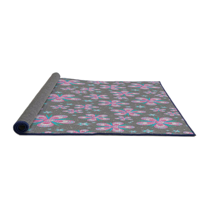Thickness of Patterned Purple Novelty Rug, pat3244