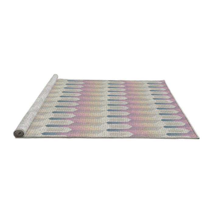 Serging Thickness of Machine Washable Transitional Rosy Pink Rug, wshpat3246