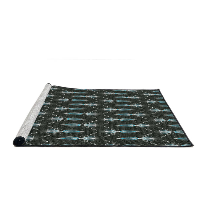 Serging Thickness of Machine Washable Transitional Midnight Gray Rug, wshpat3256