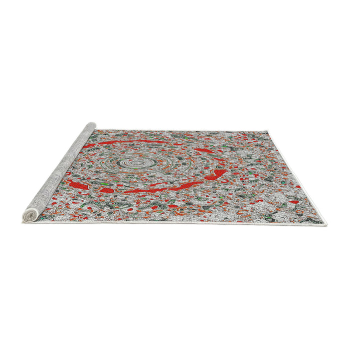 Serging Thickness of Machine Washable Transitional Chestnut Brown Rug, wshpat3260