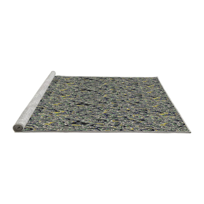 Serging Thickness of Machine Washable Transitional Sage Green Rug, wshpat3262