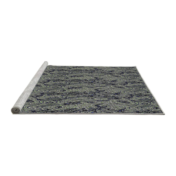 Serging Thickness of Machine Washable Transitional Dark Gray Rug, wshpat3263