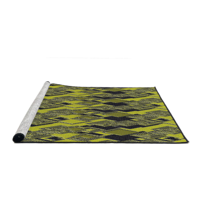 Serging Thickness of Machine Washable Transitional Charcoal Black Rug, wshpat3266