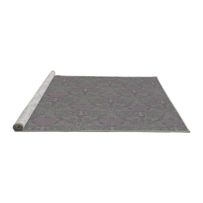 Serging Thickness of Machine Washable Transitional Dark Gray Rug, wshpat3271