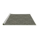 Serging Thickness of Machine Washable Transitional Western Charcoal Gray Rug, wshpat3273