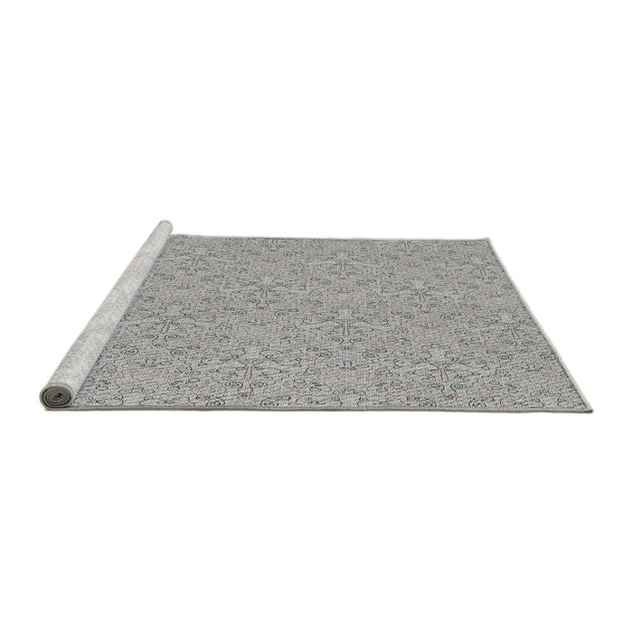 Serging Thickness of Machine Washable Transitional Gray Rug, wshpat3274