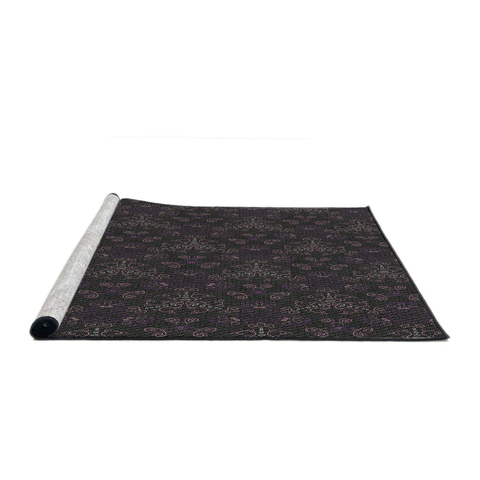 Serging Thickness of Machine Washable Transitional Black Rug, wshpat3275