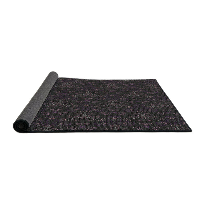 Thickness of Patterned Black Novelty Rug, pat3275