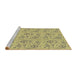 Serging Thickness of Machine Washable Transitional Mustard Yellow Rug, wshpat3278