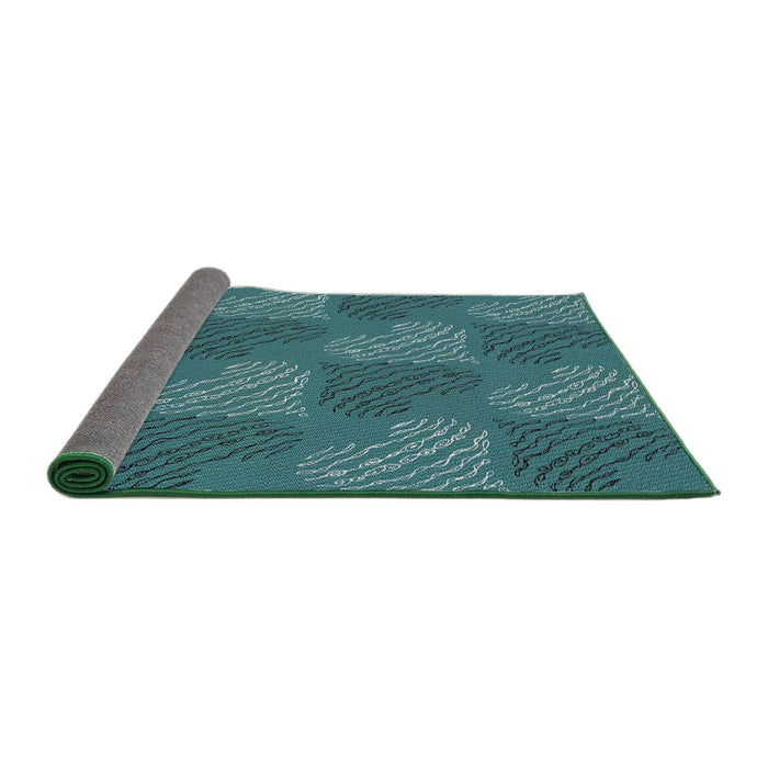 Thickness of Patterned Blue Green Novelty Rug, pat3279