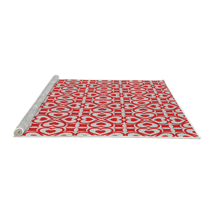 Serging Thickness of Machine Washable Transitional Red Rug, wshpat328
