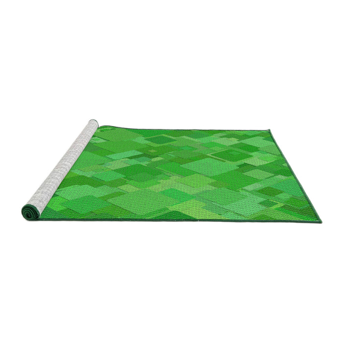 Serging Thickness of Machine Washable Transitional Neon Green Rug, wshpat3282