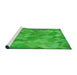 Serging Thickness of Machine Washable Transitional Neon Green Rug, wshpat3282